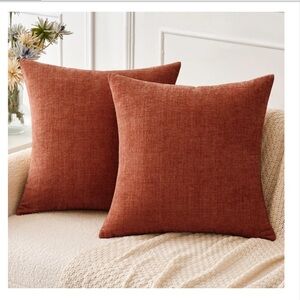 Burnt Orange CHENILLE Throw Pillow Covers SMALL 18x18” (2 pack)